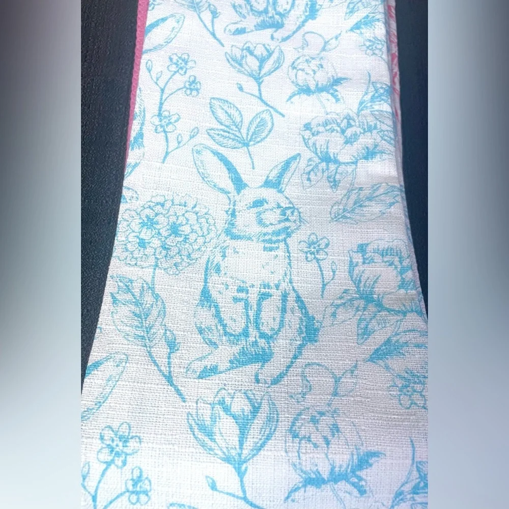 4-pc Spring Easter Bunny Rabbit Kitchen Towel Set Pink Blue Garden Flowers NWT